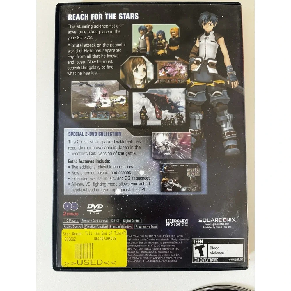 Star Ocean: Till the End of Time (PS2) Black Label Complete‎ w/ Manual - 2 Disc